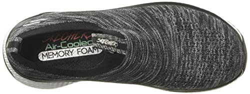 Skechers Solar Fuse-Lite Joy, Zapatillas Mujer, Negro (BKW Black & White Knit Mesh/Trim), 38 EU