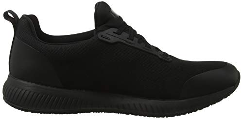 Skechers Squad Sr, Zapatos de Trabajo Mujer, Negro (BLK Black Flat Knit/Rose Gold Trim), 42 EU