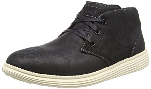 Skechers Status-Rolano, Mocasines Hombre, Negro (BLK Black Oily Suede), 41 EU