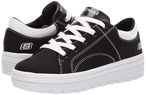 Skechers Street Cleat-Bring It Back, Zapatillas Mujer, Negro (BLK Black Canvas/White Duraleather Trim), 40 EU