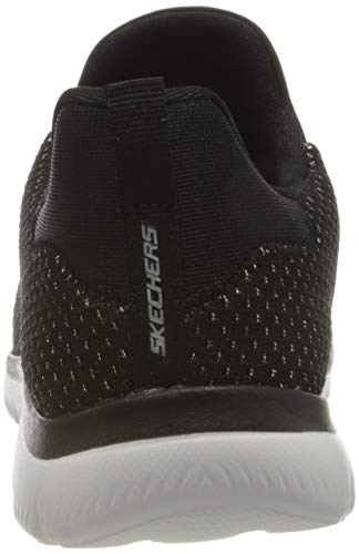 Skechers Summits-Bright Bezel, Zapatillas Mujer, Negro (BKSL Black Knit/Silver Trim), 36.5 EU