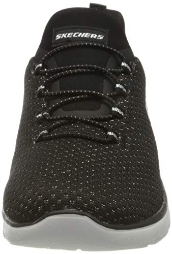 Skechers Summits-Bright Bezel, Zapatillas Mujer, Negro (BKSL Black Knit/Silver Trim), 36.5 EU