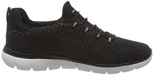 Skechers Summits-Bright Bezel, Zapatillas Mujer, Negro (BKSL Black Knit/Silver Trim), 36.5 EU