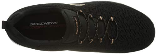 Skechers Summits Leopard Spot, Zapatillas Mujer, Black Mesh/Rose Gold Trim, 36 EU