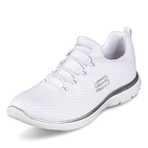 Skechers Summits, Zapatillas Mujer, Blanco (White Mesh/Silver Trim WSL), 39 EU