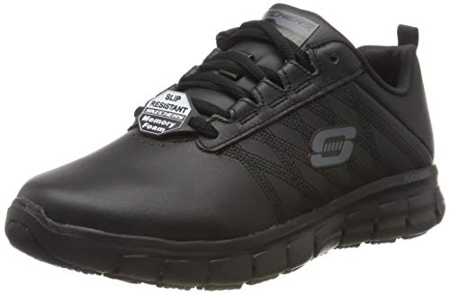Skechers Sure Track-Erath-II, Zapatillas sin Cordones Mujer, Negro (BLK Black Leather), 39 EU