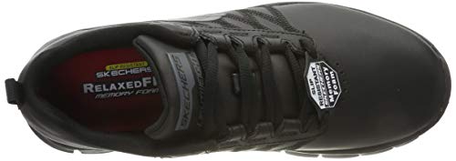 Skechers Sure Track-Erath-II, Zapatillas sin Cordones Mujer, Negro (BLK Black Leather), 39 EU