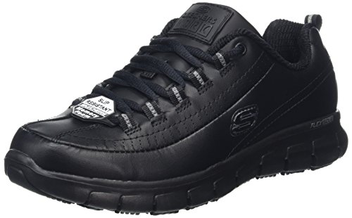 Skechers Sure Track-Trickel, Zapatos de Trabajo Mujer, Negro (BLK Black Leather), 37 EU