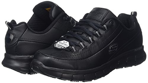 Skechers Sure Track-Trickel, Zapatos de Trabajo Mujer, Negro (BLK Black Leather), 38 EU