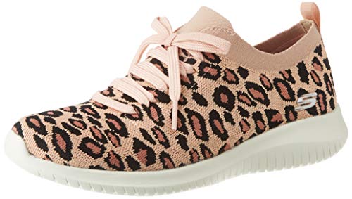 Skechers Ultra Flex Safari Tour, Zapatillas Mujer, Marrón Tan Negro Knit Mesh Off White Trim Tnbk, 37 EU
