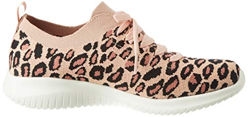 Skechers Ultra Flex Safari Tour, Zapatillas Mujer, Marrón Tan Negro Knit Mesh Off White Trim Tnbk, 37 EU