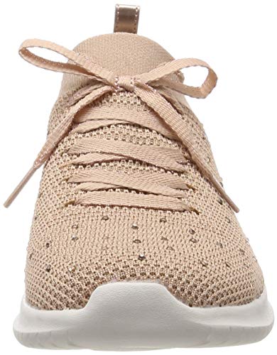 Skechers Ultra Flex-Strolling out, Zapatillas Mujer, Rosado (Ros Black Knit Mesh/Gold & White Trim), 37 EU
