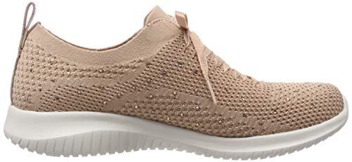 Skechers Ultra Flex-Strolling out, Zapatillas Mujer, Rosado (Ros Black Knit Mesh/Gold & White Trim), 37 EU