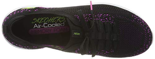 Skechers Ultra Flex-Twilight Twinkle, Zapatillas Mujer, Negro (BKHP Black Knit/Hot Pink Trim), 36.5 EU