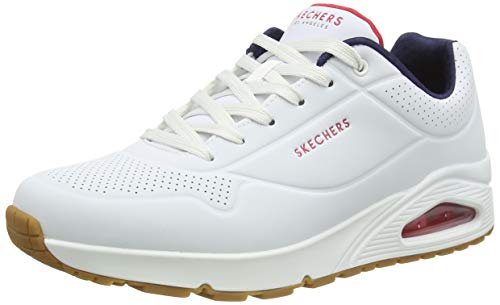 Skechers UNO Stand ON Air, Zapatillas Hombre, Blanco (White Durabuck/Navy/Red Trim Wnvr), 41 EU