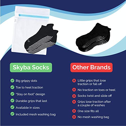 Skyba Calcetines Antideslizantes Para Mujer Hombre - Barre, Yoga, Pilates, Rehabilitación En Hospital (2 Pares- Negro, Small)