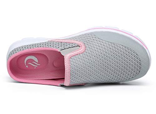 SMajong Zuecos y Mules para Hombre Mujer Comodas Zapatillas de Casa Respirable Ligeros Chanclas Exterior y Interior Gris claro Talla:43 EU