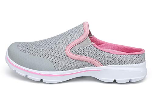 SMajong Zuecos y Mules para Hombre Mujer Comodas Zapatillas de Casa Respirable Ligeros Chanclas Exterior y Interior Gris claro Talla:43 EU