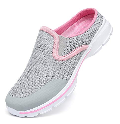 SMajong Zuecos y Mules para Hombre Mujer Comodas Zapatillas de Casa Respirable Ligeros Chanclas Exterior y Interior Gris claro Talla:43 EU