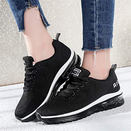 SMARTEN Air Zapatillas de Running,Hombre Mujer Calzado Deportivo Ligero y Transpirable Asfalto Zapatos para Correr Antideslizante Sneakers Negro, Blanco, Amarillo, Azul, Rosa 34-46 EU