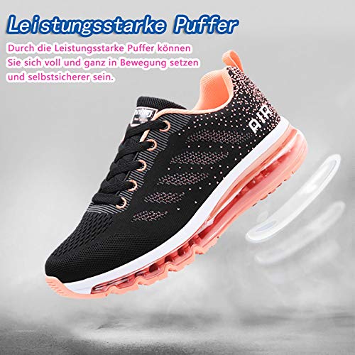 Smarten Zapatillas de Running Hombre Mujer Air Correr Deportes Calzado Verano Comodos Zapatillas Sport Black Pink 37 EU
