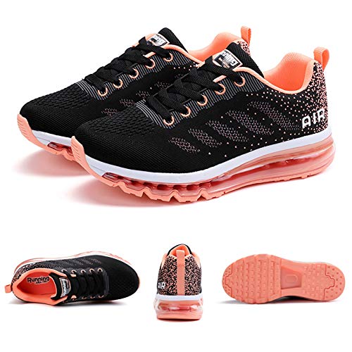 Smarten Zapatillas de Running Hombre Mujer Air Correr Deportes Calzado Verano Comodos Zapatillas Sport Black Pink 37 EU