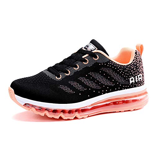 Smarten Zapatillas de Running Hombre Mujer Air Correr Deportes Calzado Verano Comodos Zapatillas Sport Black Pink 37 EU
