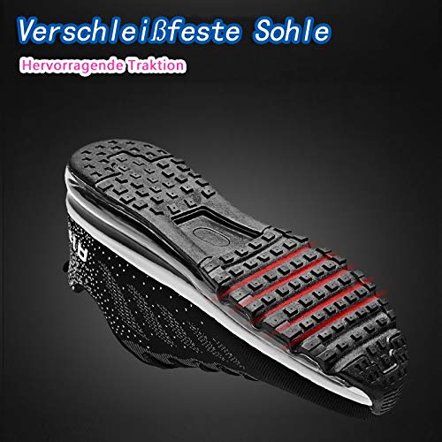Smarten Zapatillas de Running Hombre Mujer Air Correr Deportes Calzado Verano Comodos Zapatillas Sport Black White 41 EU
