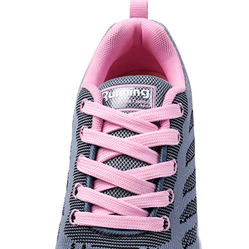 Smarten Zapatillas de Running Hombre Mujer Air Correr Deportes Calzado Verano Comodos Zapatillas Sport Grey Pink 39 EU
