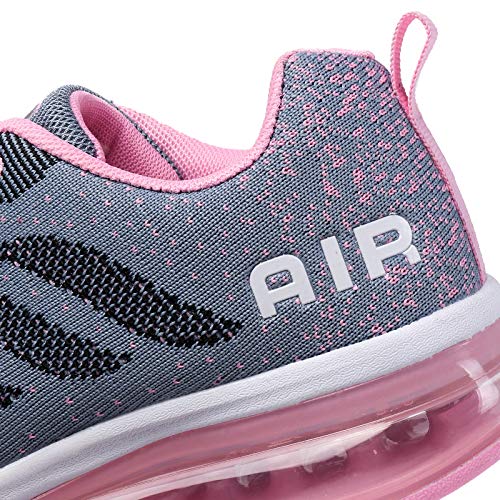 Smarten Zapatillas de Running Hombre Mujer Air Correr Deportes Calzado Verano Comodos Zapatillas Sport Grey Pink 39 EU