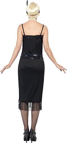 Smiffys-28605X1 Disfraz de Joven a la Moda de los años 20, con Vestido, cinturón fajín y Banda para el Pelo, Color Negro, XL-EU Tamaño 48-50 (Smiffy'S 28605X1)