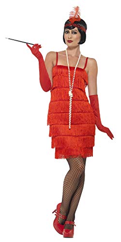Smiffy's Vestido corto para mujer, estilo años 20, color rojo