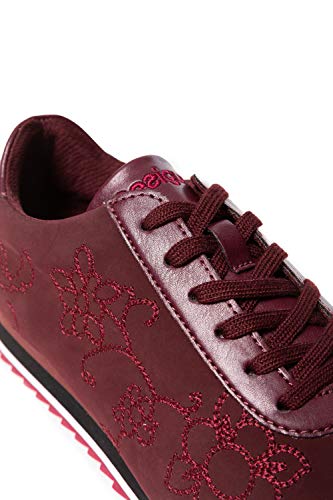 Sneakers Desigual Pegaso Floral Granate 36 Rojo
