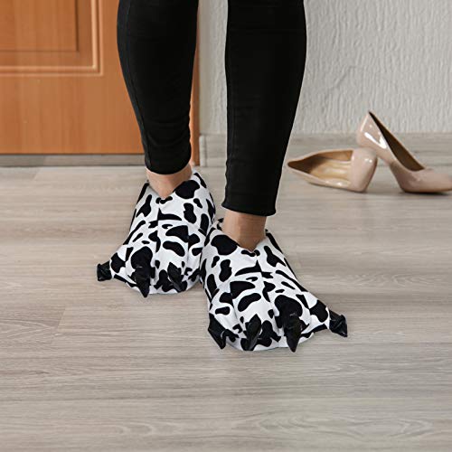 SOIMISS Zapatos de Casa de Felpa con Estampado de Vaca Zapatillas de Pata de Animal de Dibujos Animados Zapatillas de Lana Gruesa Zapatos de Interior Cálidos de Franela de Invierno
