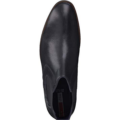s.Oliver Hombre Botines 15303-23, de Caballero Botas Chelsea, Botas,Botas de Media caña,Botines,botín,Slip on,Plana,Black Leather,44 EU / 9.5 UK