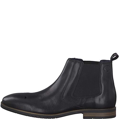 s.Oliver Hombre Botines 15303-23, de Caballero Botas Chelsea, Botas,Botas de Media caña,Botines,botín,Slip on,Plana,Black Leather,44 EU / 9.5 UK