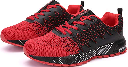 SOLLOMENSI Zapatillas de Deporte Hombres Mujer Running Zapatos para Correr Gimnasio Sneakers Deportivas Padel Transpirables Casual Montaña 40 EU H Rojo