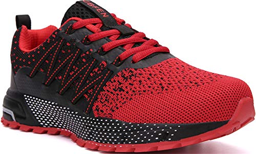 SOLLOMENSI Zapatillas de Deporte Hombres Mujer Running Zapatos para Correr Gimnasio Sneakers Deportivas Padel Transpirables Casual Montaña 40 EU H Rojo