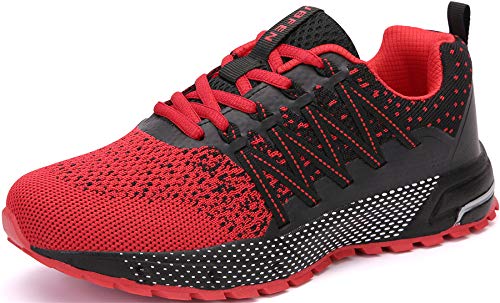 SOLLOMENSI Zapatillas de Deporte Hombres Mujer Running Zapatos para Correr Gimnasio Sneakers Deportivas Padel Transpirables Casual Montaña 40 EU H Rojo