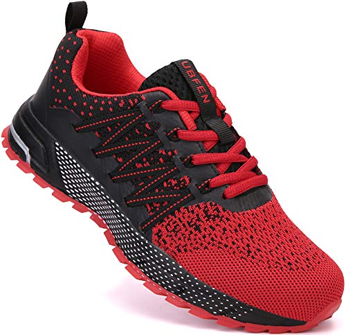 SOLLOMENSI Zapatillas de Deporte Hombres Mujer Running Zapatos para Correr Gimnasio Sneakers Deportivas Padel Transpirables Casual Montaña 42 EU H Rojo