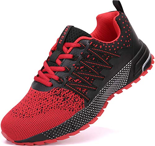 SOLLOMENSI Zapatillas de Deporte Hombres Mujer Running Zapatos para Correr Gimnasio Sneakers Deportivas Padel Transpirables Casual Montaña 43 EU H Rojo