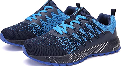 SOLLOMENSI Zapatillas de Deporte Hombres Mujer Running Zapatos para Correr Gimnasio Sneakers Deportivas Padel Transpirables Casual Montaña 44 EU H Azul