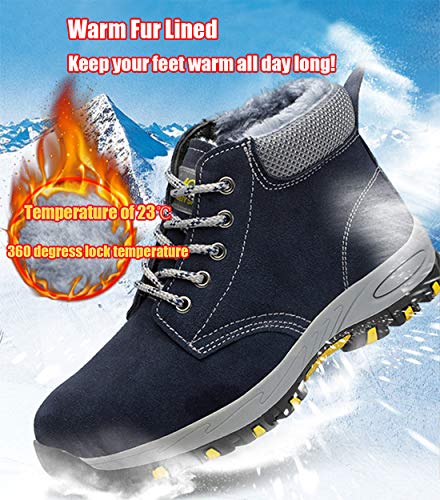 SROTER Mujer Hombre Invierno Botas de Seguridad Trabajo Zapatillas con Puntera de Acero Impermeables Botas de Nieve Zapatos de Trabajo Entrenador Unisex Zapatillas de Senderismo