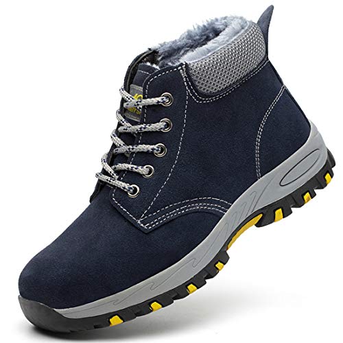 SROTER Mujer Hombre Invierno Botas de Seguridad Trabajo Zapatillas con Puntera de Acero Impermeables Botas de Nieve Zapatos de Trabajo Entrenador Unisex Zapatillas de Senderismo