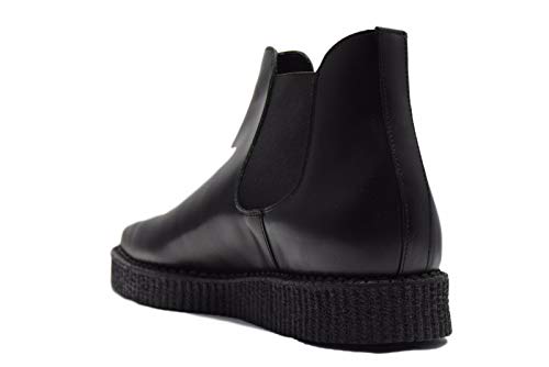 STEELGROUND Botas de tobillo de cuero negro con tierra de acero Chelsea Bota puntiaguda Creepers Sc210Z178, color Negro, talla 42 1/3 EU