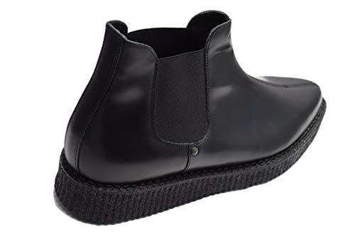 STEELGROUND Botas de tobillo de cuero negro con tierra de acero Chelsea Bota puntiaguda Creepers Sc210Z178, color Negro, talla 42 1/3 EU