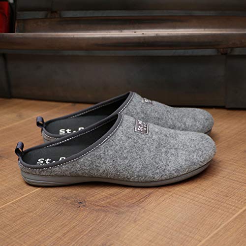 St.Polk® Zapatillas casa Mujer/Hombre Slippers Pantuflas de Estar por casa Fabricadas España Original Unisex Invierno/Verano máxima Comodidad Suela Caucho Plantilla Extraible (Gris/Gris, Numeric_44)