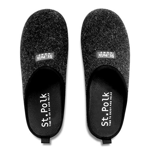 St.Polk® Zapatillas casa Mujer/Hombre Slippers Pantuflas de Estar por casa Fabricadas España Original Unisex Invierno/Verano máxima Comodidad Suela Caucho Plantilla Extraible (Negro/negro, numeric_41)