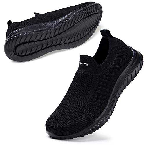 STQ Zapatillas de caminar para mujer sin cordones informales, color Negro, talla 41 EU