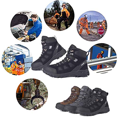 SUADEX Zapatos de seguridad para hombre y mujer, botas de seguridad altas, para invierno, con puntera de acero, 37-48 EU, color Negro, talla 42 EU